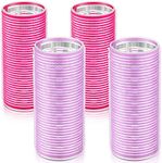 WILLBOND 4 Pcs Long Hair Rollers for Bangs Aluminum Core Curlers Thermal Self Grip Roller for Long and Medium Hair Women Hairstyle(4.7 x 2 Inch,Rose Red, Purple)