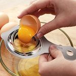 Leeonz Stainless Steel Baking Kitchen Tools with Hanging Ear Separator Sieve Kitchen Tool Gadge Egg Yolk Separator, Egg Yolk White Separator Divider Holder (1PCS)