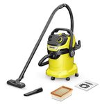 KARCHER Wd 5 V Wet & Dry Vacuum Cleaner, 28kPa Suction Power, 25L Tank, 1100W, Flat-Pleat Filter, Blower Function, Cartridge Filter & Fleece Filter Bag, for Home, Car & Garage Cleaning, German Tech