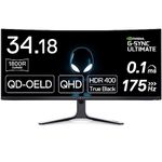 Alienware AW3423DW Curved Gaming Monitor- 34.18-inch Quantum Dot-OLED (3440x1440) True 0.1ms gray-to-gray 175Hz Display, 21:9 Aspect Ratio, 1800R Curvature, HDR 400, NVIDIA G-Sync Ultimate-Lunar Light