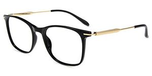 Firmoo Blue Light Blocking Glasses, Stylish Rectangle Computer Glasses for Women/Men (3.0x, Black, Gold)