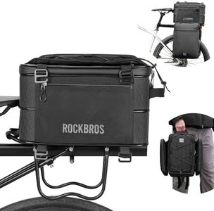 ROCKBROS Rear Bike Rack Bag 15-30L Bike Pannier Bag with Removable Side Bag Saddle Bag Rear Rack for Commute Shopping and Cycling (Black)
