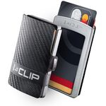 I-CLIP Original Mini Wallet with Moneyclip - Slim Wallet - Leather Wallet - Premium Wallet - Cardholder - Silver Carbon