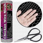 MAPORCH Chicken Wire Fence - Galvanized Hexagonal Fencing Wire (15.7 in x 70FT) for Gardening, Poultry Fencing, Crafts. Includes 1 Wire Cutting Scissor for Easy Installation