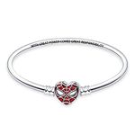 HappyStar 925 Sterling Silver Snake Chain Bracelet Fully compatible with Pandora charms, With Mickey Mouse head Clasp Charm Bracelets Gifts for Teen Women, 6.7 in/17 cm（For wrist size 5.9in）, Silver,