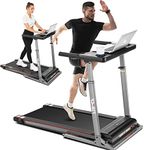 Folding Treadmill with Desk & Adjustable Height, 300 LBS Weight Capacity, Heavy-Duty Treadmill with Incline, Bluetooth Speaker & App Control, Electric Walking Machine Running Treadmill for Home