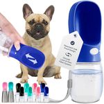 MalsiPree Portable Dog Water Bottle - Leak-Proof Bottles with Dog Bowls - Puppy Accessories Dog Water Dispenser - Drinking Water for Walking, Hiking, Travelling - Food Grade Plastic - 350ml Navy Blue