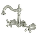 Kingston Brass KS1258AX Heritage 8" Center Wall Mount Vessel Sink Faucet, Satin Nickel, 6-3/8" in Spout Reach