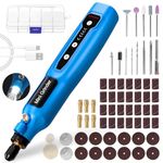 Cordless Mini Rotary Tool Set - 64Pcs Accessories 3.7V 5 Speed 3000rpm to 15000rpm Rotary Tool Kit USB Rechargeable with Light Mini Electric Grinder for DIY Work Engraving Grinding Polishing