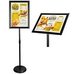 BELLE VOUS Black A3 Adjustable Sign Holder Stand - Aluminium Pedestal Poster Standing Display - Snap Frame for Portrait & Landscape View - For Weddings, Exhibitions, Retail Stores & Restaurant Menus