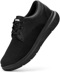 FitVille Men's Wide Dress Shoes Casual Walking Shoes for Men Leisure Fashion Sneakers Casual Business Oxfords Shoes Black