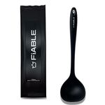 FiABLE Premium Silicone Big Ladle for Cooking | Deep Ladle for Serving | FDA Certified | Heat Resistant | Dishwasher Safe| BPA Free - Black Ladle