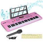 Hricane Kids Piano Keyboard, 61 Keys Beginner Electronic Keyboard Portable Digital Music Keyboard, Early Education Music Instrument with Microphone & Music Sheet Stand