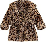 Qiylii Unisex Baby Plush Bathrobe Plain Kimono Gown Newborn Toddler Girls Boys Towel Robe Nightwear Clothes (R Leopard, 0-6 Months)