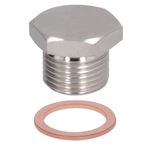 O2 Oxygen Sensor Plug,Oxygen Blanking Plug Oxygen Sensor Spacer O2 Oxygen Sensor Hex Plug M18x1.5 Thread O2 Oxygen Sensor Adapter Nickel Fastener Hardware Auto Parts with Washer