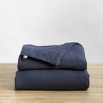 Baloo 100% French Linen Duvet Cover for Weighted Blanket (Navy Blue - 42"x72" - Throw Size) | Cooling, Soft & Durable | Machine Washable & Dryer Safe | Oeko-TEX® Standard 100 Certified