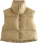 Songling Women's Winter Crop Vest Sleeveless Zip Up Stand Collar Lightweight Puffer Padded Vest