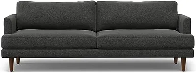 SIMPLIHOME Livingston Mid-Century Modern 90 Inch Wide Sofa in Charcoal Grey Woven-Blend Fabric, For the Living Room and Family Room