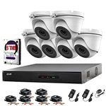 HIKVISION 8CH CCTV KIT DVR 1080P & 6X 2.0MP FULL HD 1080P WHITE DOME CCTV CAMERAS IR 20M NIGHT VISION REMOTE VIEW EASY P2P SECURITY CAMERA SYSTEM (3TB HDD PRE-INSTALLED)