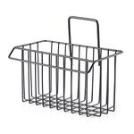 vihax Self Adhesive Metal Stainless Steel Wall Hanging Basket Shelf for Sink Sponge Holder, Shampoo, Conditioner, Liquid and Toothbrush Holder with Kitchen Towel Rack (Black)