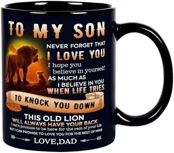 Fatbaby Birthday Coffee Mug Gifts for Son From Dad,Dad To My Son Gifts for Christmas Thanksgiving Farewell,Male Lion Black Tea Cup 11OZ