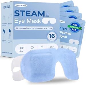 16 Pack Steam Eye Mask for Dry Eyes: Self-Heating Warm Compress for Stye Relief & Digital Eye Strain, FSA&HSA Eligible, Travel & Spa Essential, Disposable, No Microwave, Self-Care Gift, Unscented