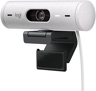Logitech Brio 500 HD Webcam Ajuste Luz, Modo Visualización, Mics Duales con Reducción Ruido, Cubierta Privacidad Cámara Web, Admite MS Teams, Google Meet, Zoom, Cable USB-C, Webcam Streaming - Blanco
