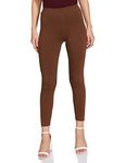 Max Women Regular Fit Solid Elasticated Mid Rise Leggings (NOOSAL21BR_Brown_XL)