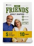 Friends Easy Adult Diapers Tape Style - 10 Count (Small) with odour lock and Anti-Bacterial Absorbent Core- Waist Size 21-35 Inch ; 53.34-88.90 (S, 10)