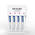 ENVIE® (ECR 20 MC+4xAA3200) Rechargeable Battery Charger for AA & AAA Ni-mh/Ni-Cd with AA3200 Infinite Plus 4PL Rechargeable Batteries