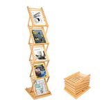 Choowin Foldable Magazine Rack Floor Stand Brochure Display Stand Literature Display Rack Holder Bamboo Wood Magazine Rack for Home Office Retail Display Exhibitions Trade Show Portable 5 Pockets