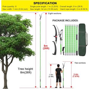 Pole Pruning Saw 26ft Telescopic Tree Pruner – Adjustable Manual Long Reach with Carry Bag
