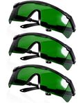 LIGHTMEUP Red Light Therapy Glasses, See-Through Eye Protection Goggles 200-2000nm Full-Coverage Design Adjustable (Deep Green- 3 Pairs)