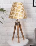 Homesake® Modern Tripod Table Lamp, Wooden Base Modern Fabric Lampshade for Home Office Cafe Restaurant, (Peacock)