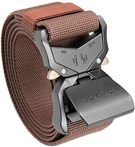 JUKMO Tactical Belt, Military Hiking Rigger 1.5" Nylon Web Work Belt with Heavy Duty Quick Release Buckle (Coffee, Large)