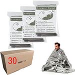 Emergency Thermal Blankets , Survival Reflective Thermal First Aid Foil Blanket (Silver,30 Pack)