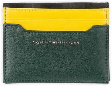 Tommy Hilfiger mens RFID Compact Reversible Front Pocket Card Case Wallet Yellow/Green Reversible