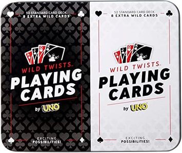 Wild Twists Playing Cards by UNO Brand 2-Pack in Storage Tin, 2 Sets of a Standard 52-Card Deck Plus 8 Special Wild Cards, Kid, Adult & Family Game Nights, Ages 7 & Up [Amazon Exclusive]