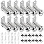 PTEROMY 12 Pack Cabinet Lock with Keys, 1-1/2'' Heavy Duty Tubular Cam Lock for RV Compartment Storage Locks, Full Set of RV Cam Locks (Chrome, 1-1/2'', 12 Pack)