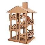FurHaven Tower Playground Corrugated Cat Scratcher Hideout w/Catnip - Cardboard Brown, One Size
