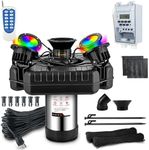 Goldlife Pond Fountain Aerator, F3 With 4 RGB Lights, 1HP 750W 110V Stainless Steel Floating Fountain With 100FT Power Cord, Octagon Aerating Fountain Pump for Small Large Pond Lake Pool Bay Fish farm