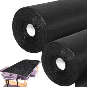 2 Rolls 100 Sheets Disposable Massage Table Paper Roll 32" x 71" Bed Roll Non-Woven Spa Bed Sheets Exam Table Sheets Table Paper Covers for Massage Spa Beauty Salon Waxing Exam Tables (Black)