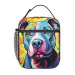 VANZEV Lunch Box for Kids Adults Girls Boys Colorful Pitbull Dog Lunch Bag Cooler Tote Reusable Insulated Pit Bull Lunch Bag Container Gifts for Office Picnic Travel Work School