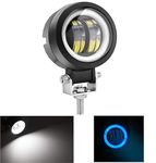 Gear UP 2 Spot Beam LED 20W Angel Eye Round Fog Light Blue DRL Driving Lamp Universal Fitting Bikes and Cars (20W, White Light with Blue DRL, 1 PC) For RE Classic 500