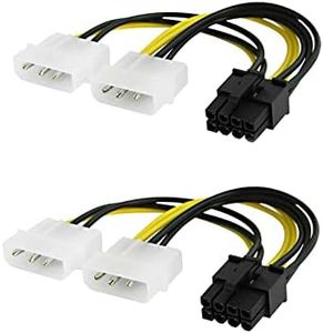 CableCreation Molex to PCIe Power Cable, 2-Pack Dual 4 Pin Molex to 8-Pin PCIe Power Cable for ASUS, NVIDIA, AMD, EVGA GeForce,Gigabyte, Sapphire Video Graphics Card,4 inch