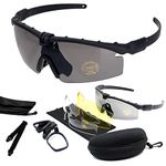 ToopMount Sports Goggles Anti Fog Glasses Sunglasses with 3 Interchangeable Lens (Black)