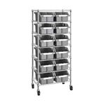 Seville Classics Heavy Duty NSF Bin Rack Solid Steel Wire Shelving Storage Unit, Patented Organizer for Garage, Warehouse, Office, Restaurant, Classroom, Kitchen, Gray, includes 12 Bins