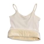 Alexvyan Girls Women Female L-Size White Narrow Slips Slim Fit Cotton Thermal Fleece Lined Underwear Tops Camisole Top Warm Base Layer Stretchy Body Shaper Vest for Winter