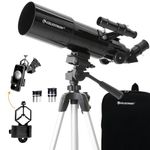 Celestron 22030 Travel Scope Portable Refractor Telescope with 80mm lens, Fully-Coated Glass Optics, Bonus Astronomy Software Package and Digiscoping Smartphone Adapter