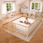 IKALIFE Large Wooden Baby House Playpen 16 Panels 92.52"*92.52"